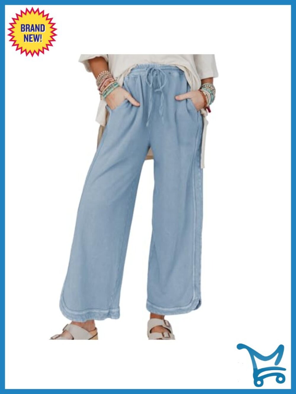 Wide Leg High Waist Sweatpants Drawstring Palazzo Pants with Pockets